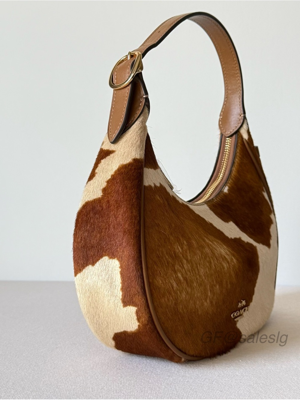 NWT Coach Emily Shoulder & Crossbody Bag In Haircalf With Cow Print Gold CDX23 - Picture 9 of 15